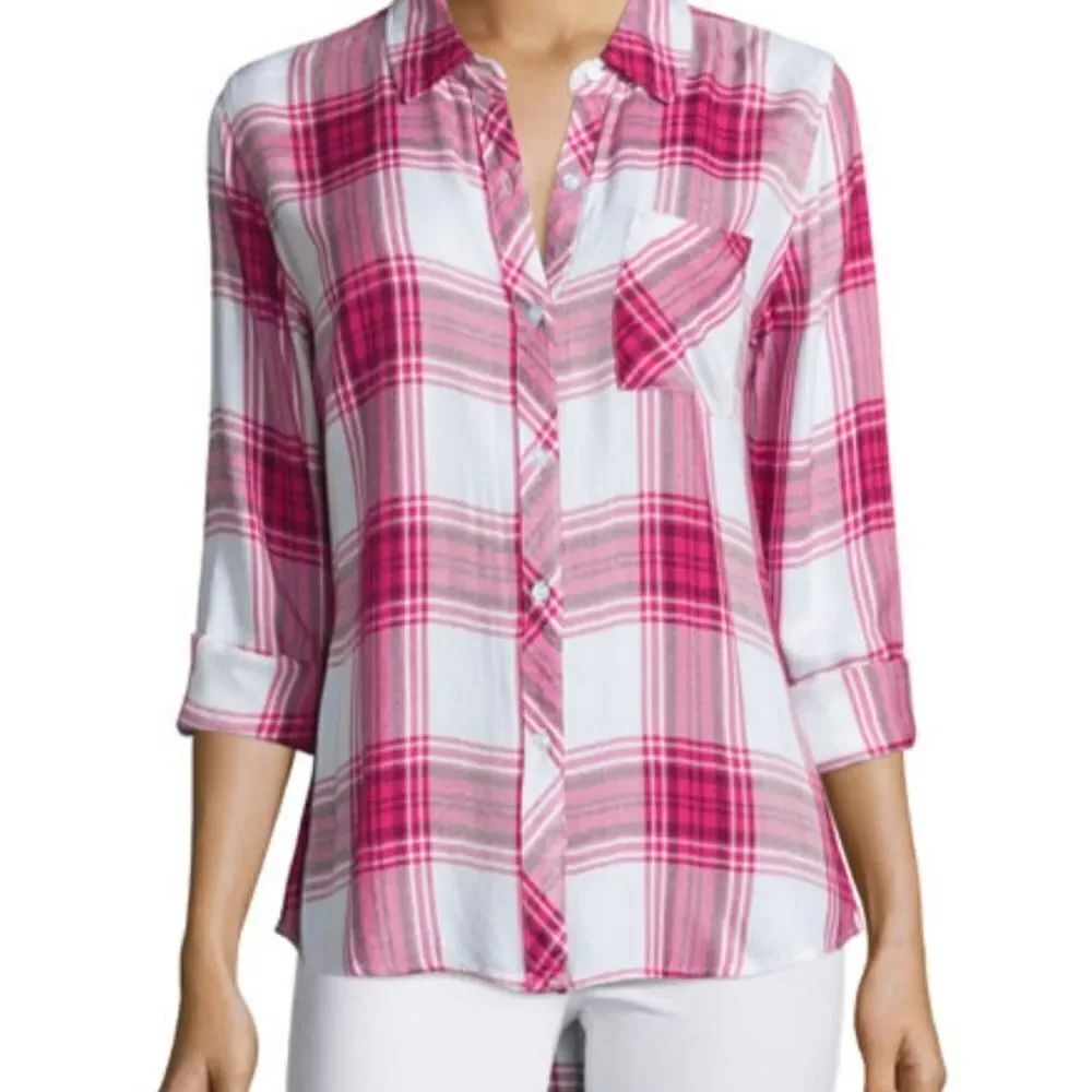 Rails hunter raspberry and white plaid button down shirt sz XS